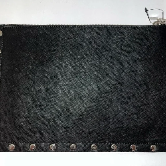 White House Black Market Black Studded Zip Clutch - Picture 2 of 8
